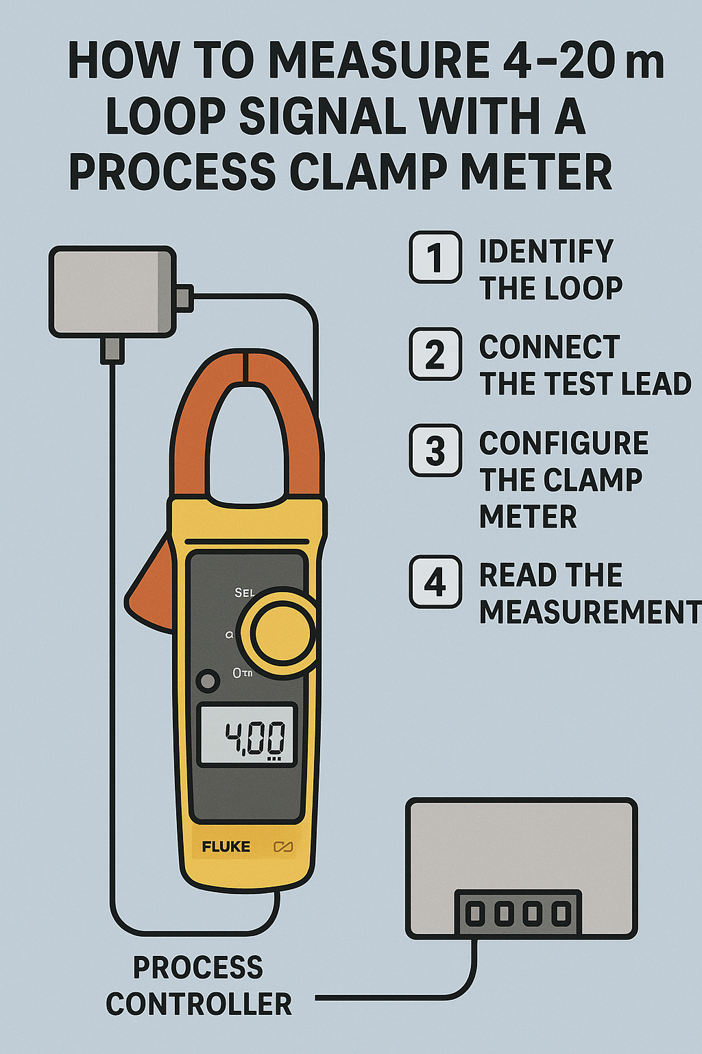 Measure the 4-20 mA loop signal with the help of a process clamp meter