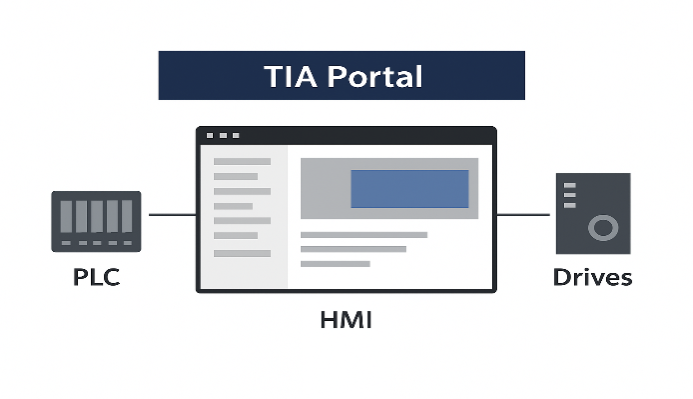Scheme of TIA Portal + PLC + HMI