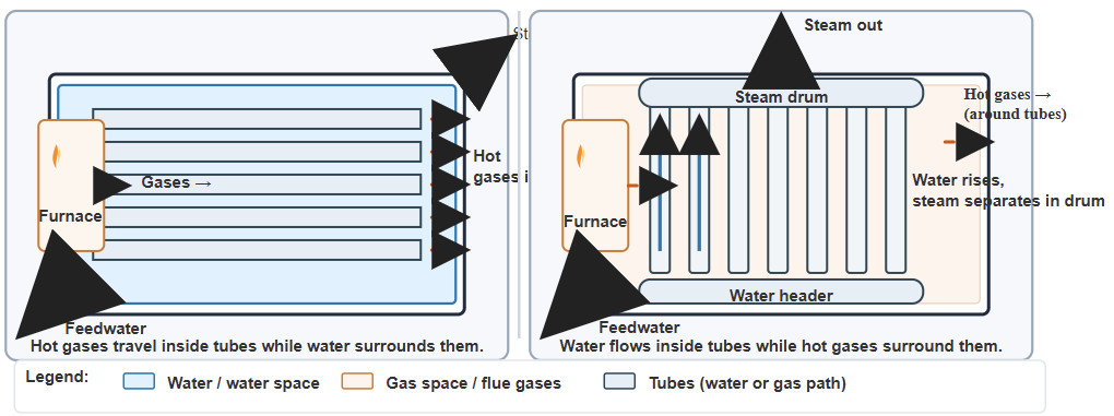 Comparison: Fire-Tube vs Water-tube boiler
