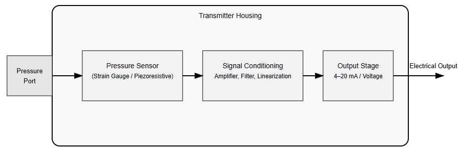 Cutaway diagram of a pressure transmitter
